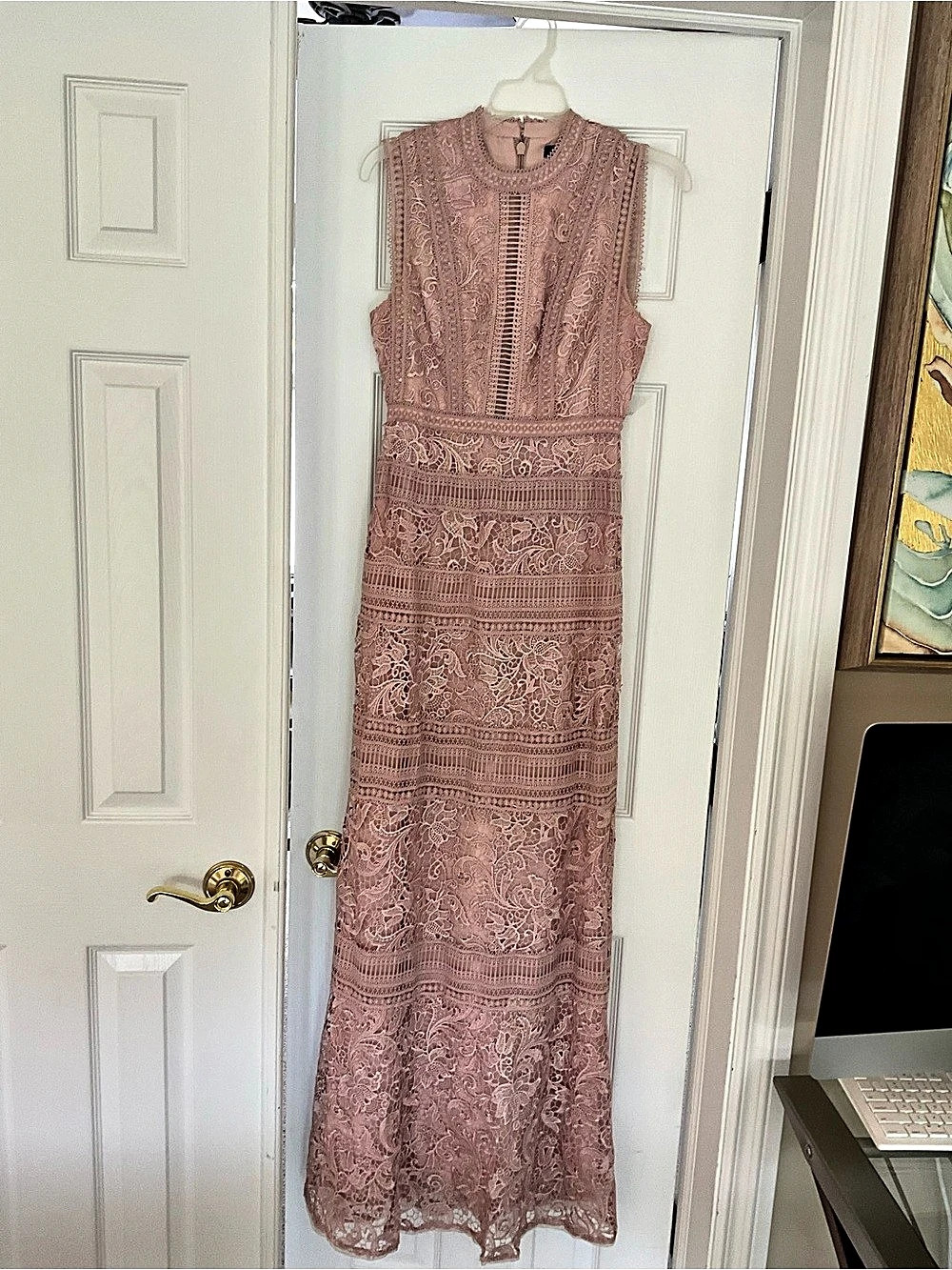 BCBGmaxazria Pink Lace Evening Gown in Pristine Condition